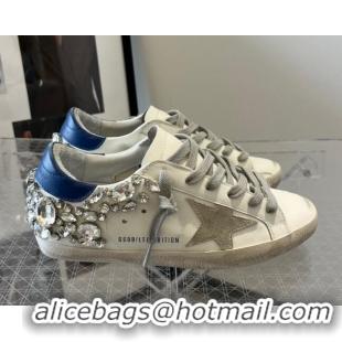 Stylish Golden Goose Super-Star LTD Calfskin Sneakers with Crystal White/Blue 0809122