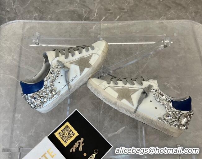 Stylish Golden Goose Super-Star LTD Calfskin Sneakers with Crystal White/Blue 0809122