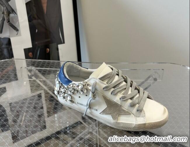 Stylish Golden Goose Super-Star LTD Calfskin Sneakers with Crystal White/Blue 0809122