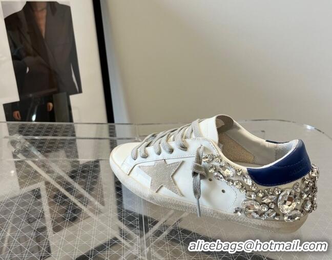 Stylish Golden Goose Super-Star LTD Calfskin Sneakers with Crystal White/Blue 0809122