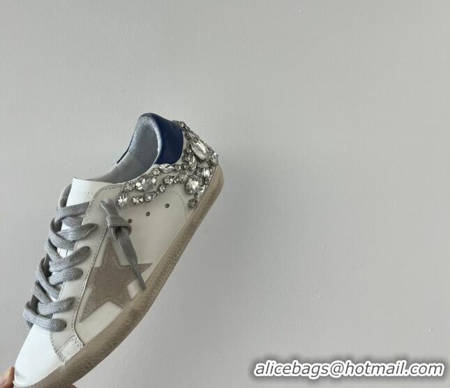 Stylish Golden Goose Super-Star LTD Calfskin Sneakers with Crystal White/Blue 0809122