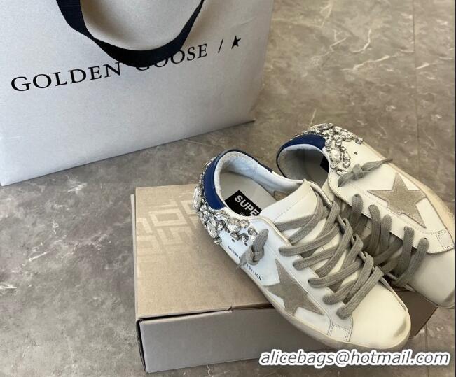 Stylish Golden Goose Super-Star LTD Calfskin Sneakers with Crystal White/Blue 0809122