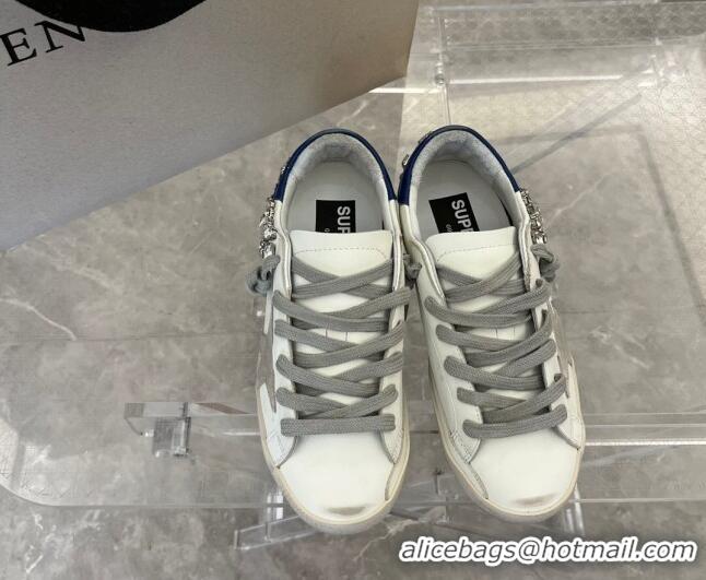 Stylish Golden Goose Super-Star LTD Calfskin Sneakers with Crystal White/Blue 0809122