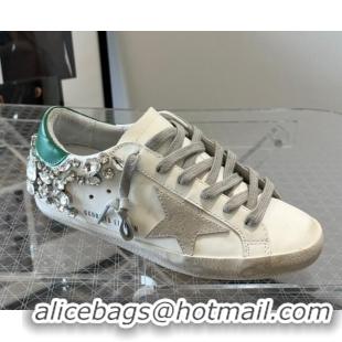 Good Quality Golden Goose Super-Star LTD Calfskin Sneakers with Crystal White/Green 0809123