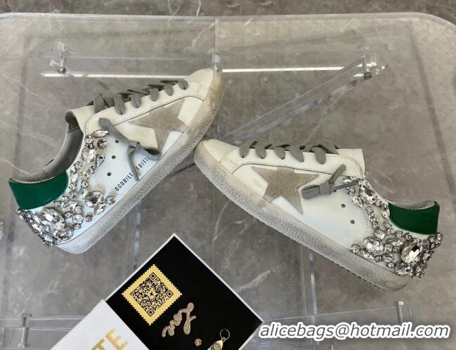 Good Quality Golden Goose Super-Star LTD Calfskin Sneakers with Crystal White/Green 0809123