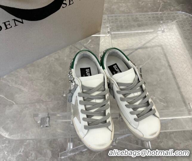 Good Quality Golden Goose Super-Star LTD Calfskin Sneakers with Crystal White/Green 0809123