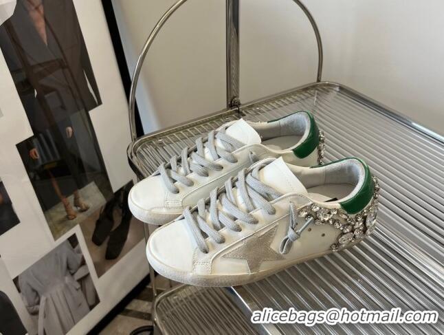 Good Quality Golden Goose Super-Star LTD Calfskin Sneakers with Crystal White/Green 0809123