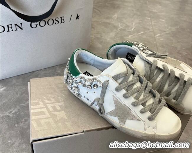 Good Quality Golden Goose Super-Star LTD Calfskin Sneakers with Crystal White/Green 0809123