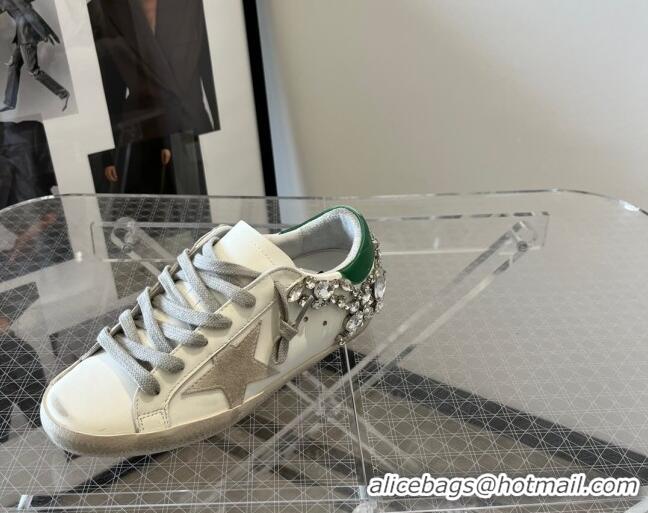 Good Quality Golden Goose Super-Star LTD Calfskin Sneakers with Crystal White/Green 0809123