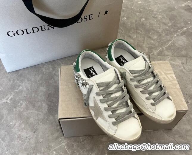 Good Quality Golden Goose Super-Star LTD Calfskin Sneakers with Crystal White/Green 0809123