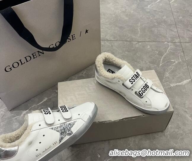 Classic Hot Golden Goose GGDB Old School Sneakers in Leather and Shearling White 101001