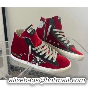 Pretty Style Golden Goose GGDB Francy High-top Sneakers in Suede Red 101005