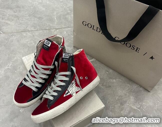 Pretty Style Golden Goose GGDB Francy High-top Sneakers in Suede Red 101005