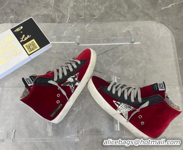 Pretty Style Golden Goose GGDB Francy High-top Sneakers in Suede Red 101005