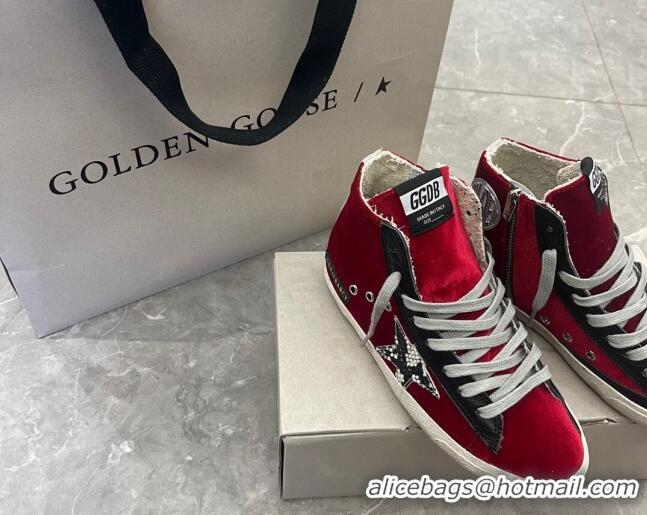 Pretty Style Golden Goose GGDB Francy High-top Sneakers in Suede Red 101005