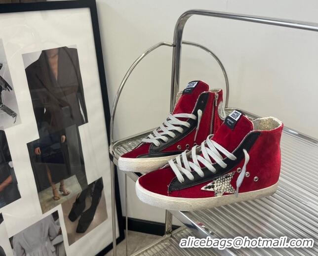 Pretty Style Golden Goose GGDB Francy High-top Sneakers in Suede Red 101005