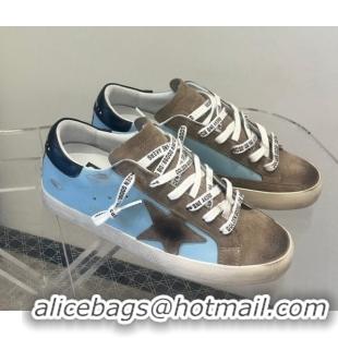 Purchase Golden Goose GGDB Slide Low-top Sneakers in Leather and Suede Blue/Green 101009