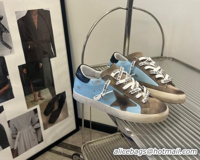 Purchase Golden Goose GGDB Slide Low-top Sneakers in Leather and Suede Blue/Green 101009