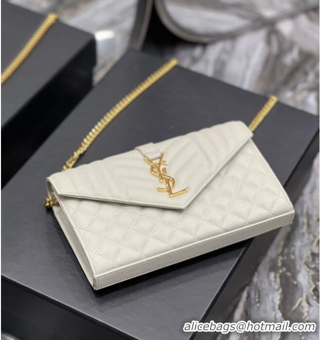 Famous Brand SAINT LAURENT MONOGRAM CHAIN WALLET IN MIX MATELASSE GRAIN DE POUDRE EMBOSSED LEATHER 620280 BEIGE&GOLD