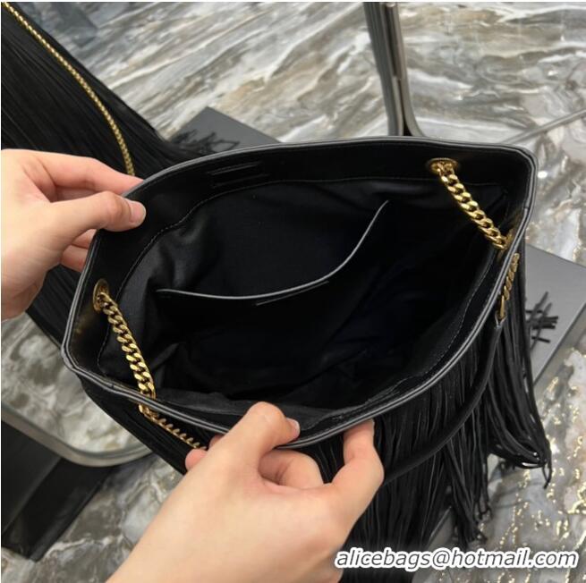 Good Looking SAINT LAURENT MEDIUM CHAIN BAG IN LIGHT SUEDE WITH FRINGES 633752 BLACK