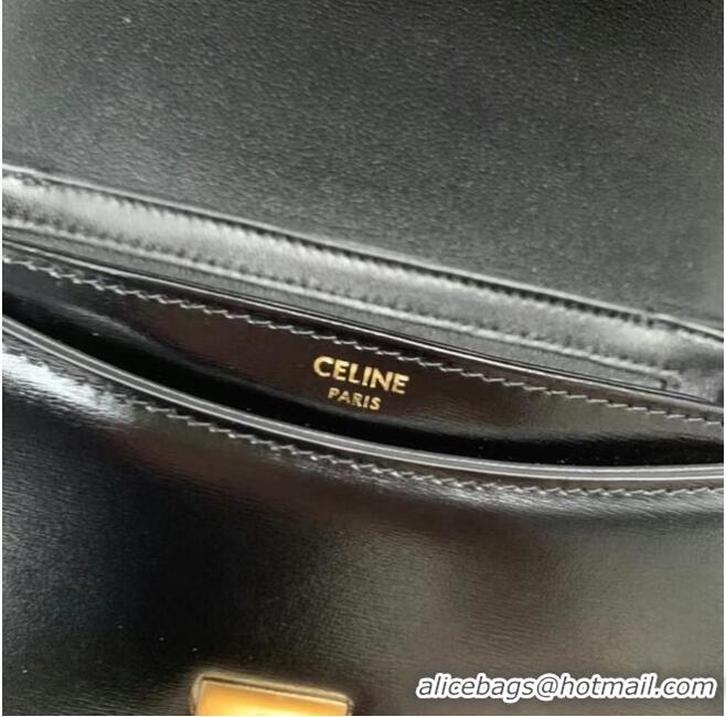 Shop Best Celine TEEN BESACE TRIOMPHE IN SHINY CALFSKIN 110413 BLACK