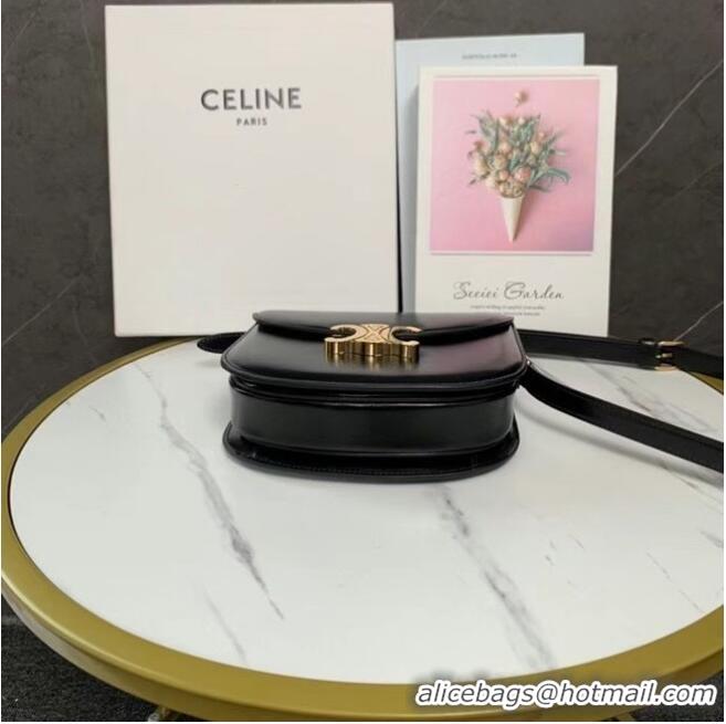 Shop Best Celine TEEN BESACE TRIOMPHE IN SHINY CALFSKIN 110413 BLACK