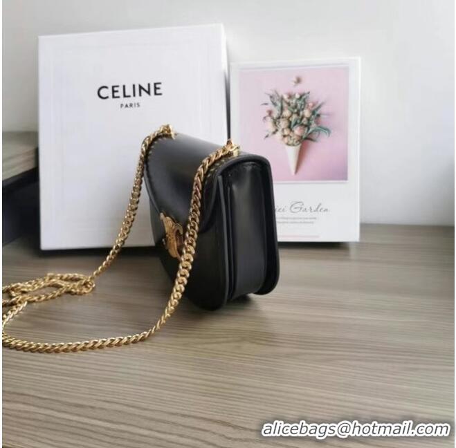 Top Quality Celine TEEN CHAIN BESACE TRIOMPHE IN SHINY CALFSKIN 110973 BLACK