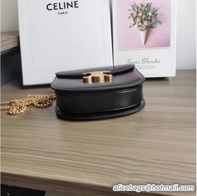 Top Quality Celine TEEN CHAIN BESACE TRIOMPHE IN SHINY CALFSKIN 110973 BLACK