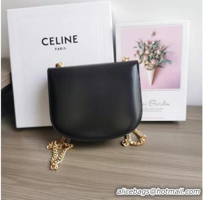 Top Quality Celine TEEN CHAIN BESACE TRIOMPHE IN SHINY CALFSKIN 110973 BLACK