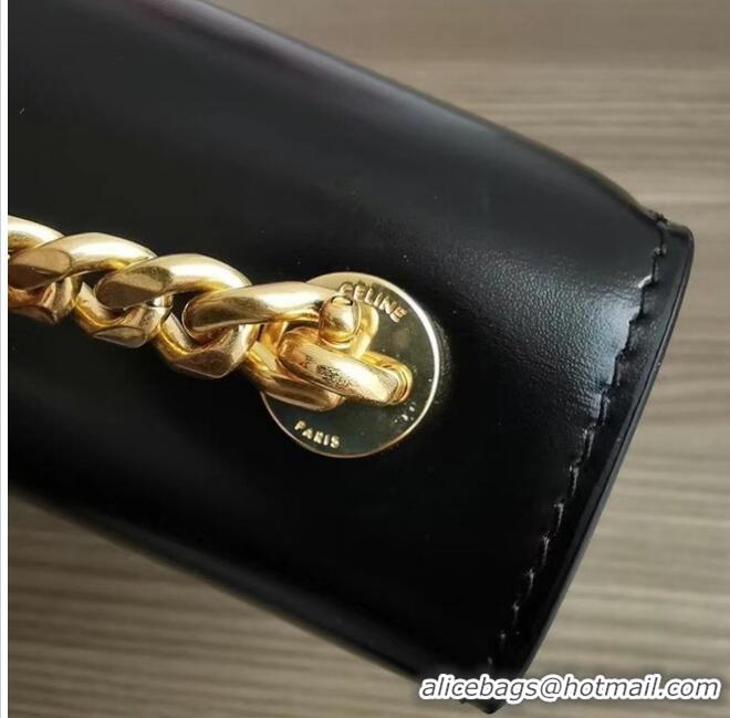 Top Quality Celine TEEN CHAIN BESACE TRIOMPHE IN SHINY CALFSKIN 110973 BLACK