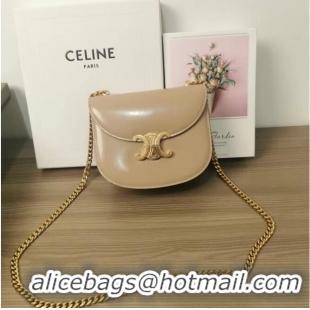 Modern Grade Celine TEEN CHAIN BESACE TRIOMPHE IN SHINY CALFSKIN 110973 Light Apricot