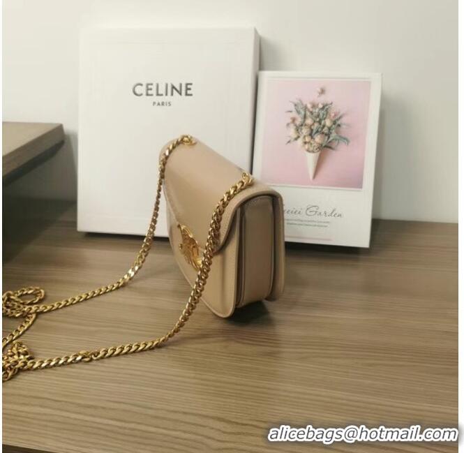 Modern Grade Celine TEEN CHAIN BESACE TRIOMPHE IN SHINY CALFSKIN 110973 Light Apricot