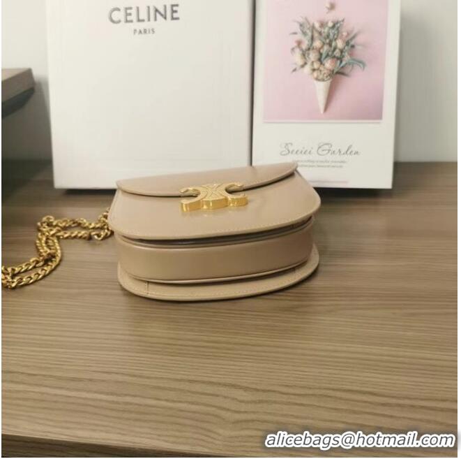 Modern Grade Celine TEEN CHAIN BESACE TRIOMPHE IN SHINY CALFSKIN 110973 Light Apricot