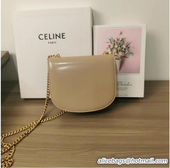 Modern Grade Celine TEEN CHAIN BESACE TRIOMPHE IN SHINY CALFSKIN 110973 Light Apricot