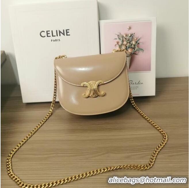 Modern Grade Celine TEEN CHAIN BESACE TRIOMPHE IN SHINY CALFSKIN 110973 Light Apricot