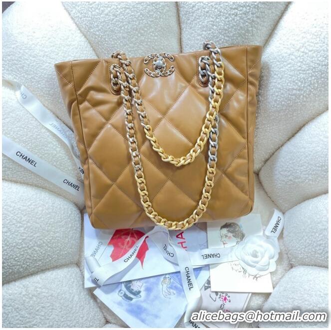 Famous Brand CHANEL 19 SHOPPING BAG AS3519 apricot