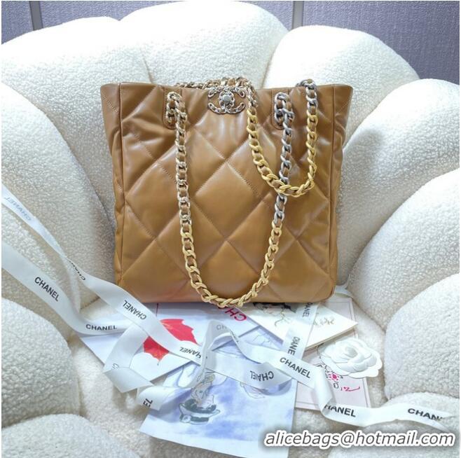 Famous Brand CHANEL 19 SHOPPING BAG AS3519 apricot