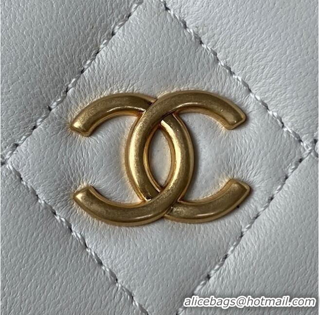 Inexpensive CHANEL WALLET ON CHAIN Lambskin & Gold-Tone Metal AP2923 white