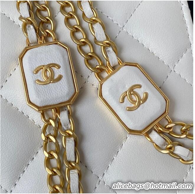 Inexpensive CHANEL WALLET ON CHAIN Lambskin & Gold-Tone Metal AP2923 white