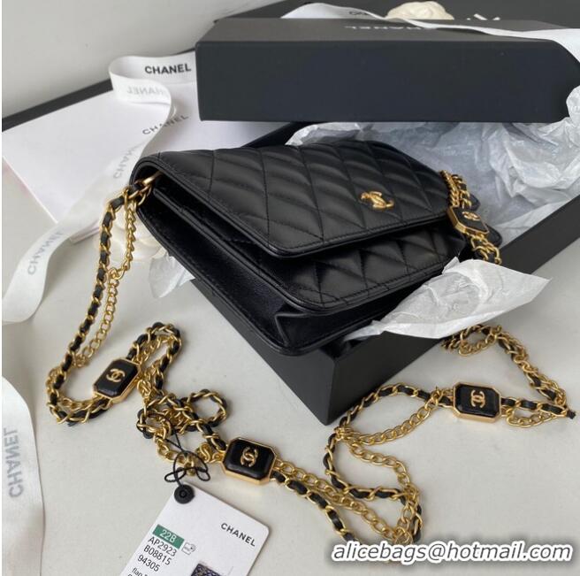 Reasonable Price CHANEL WALLET ON CHAIN Lambskin & Gold-Tone Metal AP2923 black