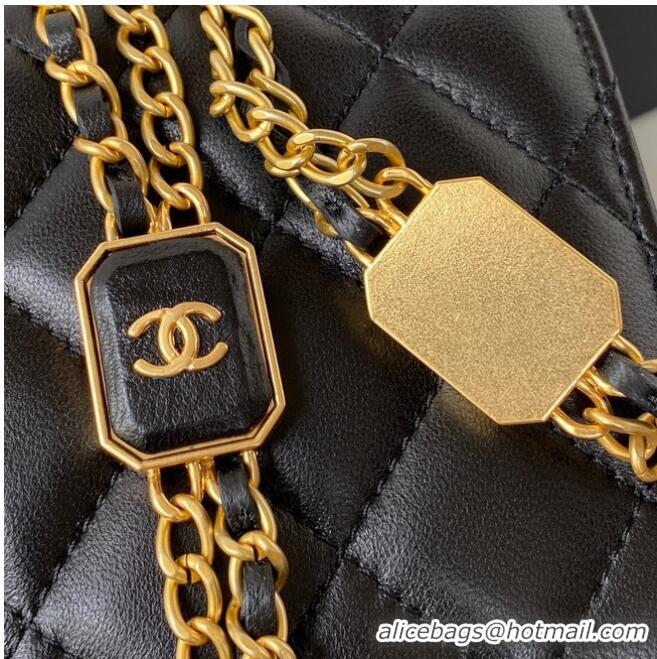 Reasonable Price CHANEL WALLET ON CHAIN Lambskin & Gold-Tone Metal AP2923 black