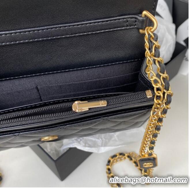 Reasonable Price CHANEL WALLET ON CHAIN Lambskin & Gold-Tone Metal AP2923 black