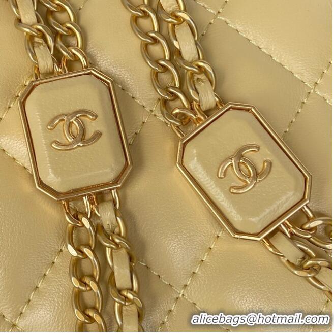 Top Quality CHANEL WALLET ON CHAIN Lambskin & Gold-Tone Metal AP2923 light yellow