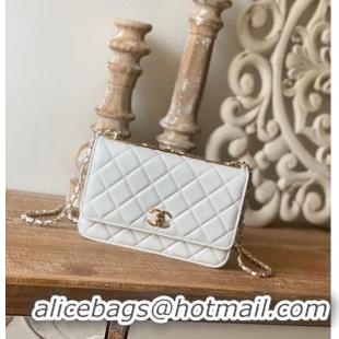 Good Product CHANEL WALLET ON CHAIN Lambskin & Gold-Tone Metal 88632 white