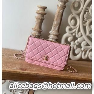 Trendy Design CHANEL WALLET ON CHAIN Lambskin & Gold-Tone Metal 88632 pink