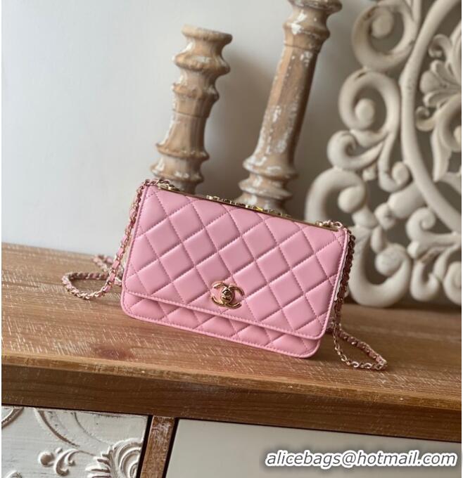 Trendy Design CHANEL WALLET ON CHAIN Lambskin & Gold-Tone Metal 88632 pink