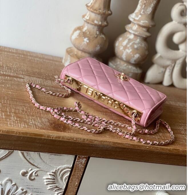 Trendy Design CHANEL WALLET ON CHAIN Lambskin & Gold-Tone Metal 88632 pink