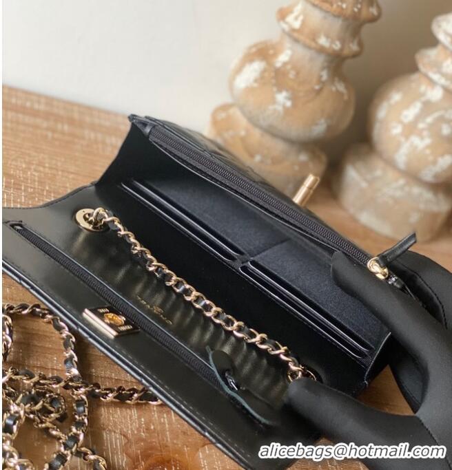 Fashion Grade CHANEL WALLET ON CHAIN Lambskin & Gold-Tone Metal 88632 black