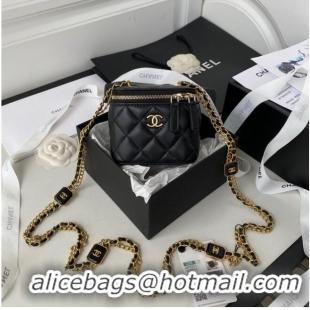 Pretty Style CHANEL SMALL VANITY WITH CHAIN Lambskin & Gold-Tone Metal AP2931 black