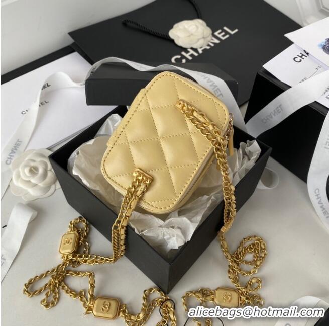 Reasonable Price CHANEL SMALL VANITY WITH CHAIN Lambskin & Gold-Tone Metal AP2931 light yellow